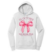 In October We Wear Pink Breast Cancer Awareness Bow Ribbon Women's Pullover Hoodie