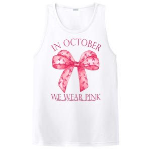 In October We Wear Pink Breast Cancer Awareness Bow Ribbon PosiCharge Competitor Tank