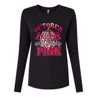 In October We Wear Pink Pumpkin Breast Cancer Awareness Womens Cotton Relaxed Long Sleeve T-Shirt