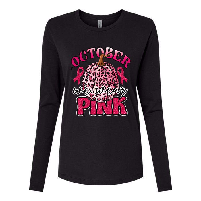 In October We Wear Pink Pumpkin Breast Cancer Awareness Womens Cotton Relaxed Long Sleeve T-Shirt