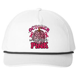 In October We Wear Pink Pumpkin Breast Cancer Awareness Snapback Five-Panel Rope Hat