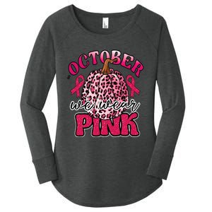 In October We Wear Pink Pumpkin Breast Cancer Awareness Women's Perfect Tri Tunic Long Sleeve Shirt