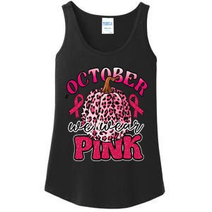 In October We Wear Pink Pumpkin Breast Cancer Awareness Ladies Essential Tank