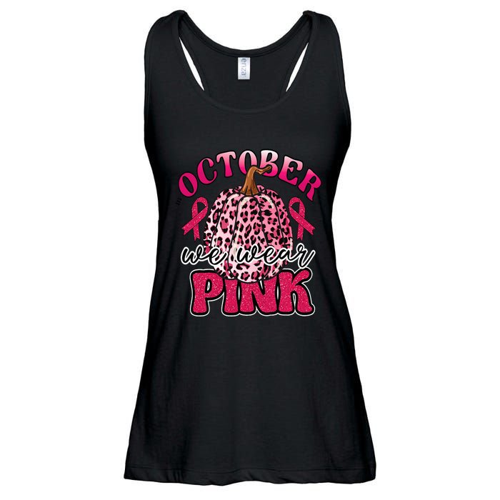 In October We Wear Pink Pumpkin Breast Cancer Awareness Ladies Essential Flowy Tank