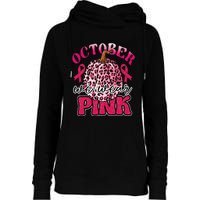 In October We Wear Pink Pumpkin Breast Cancer Awareness Womens Funnel Neck Pullover Hood