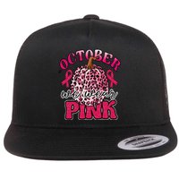 In October We Wear Pink Pumpkin Breast Cancer Awareness Flat Bill Trucker Hat