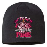 In October We Wear Pink Pumpkin Breast Cancer Awareness Sustainable Beanie