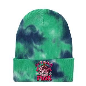 In October We Wear Pink Pumpkin Breast Cancer Awareness Tie Dye 12in Knit Beanie