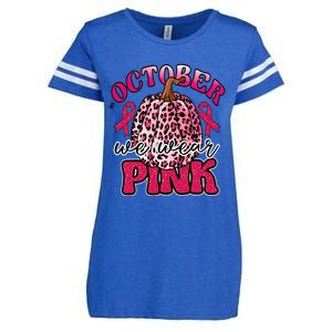 In October We Wear Pink Pumpkin Breast Cancer Awareness Enza Ladies Jersey Football T-Shirt