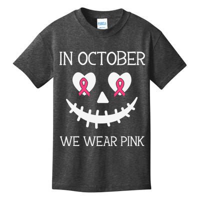 In October We Wear Pink Breast Cancer Halloween Breast Cancer Awareness Kids T-Shirt