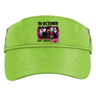 In October We Wear Pink Horror Movie Halloween Breast Cancer Adult Drive Performance Visor