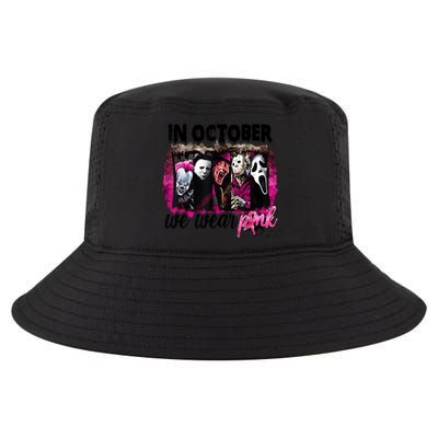 In October We Wear Pink Horror Movie Halloween Breast Cancer Cool Comfort Performance Bucket Hat