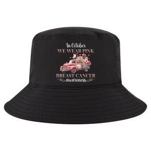 In October We Wear Pink Breast Cancer Floral Truck Cool Comfort Performance Bucket Hat