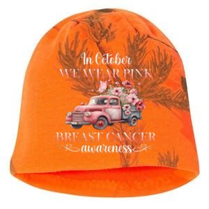 In October We Wear Pink Breast Cancer Floral Truck Kati - Camo Knit Beanie