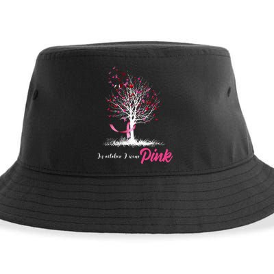 In October We Wear Pink Tree Breast Cancer Awareness Sustainable Bucket Hat