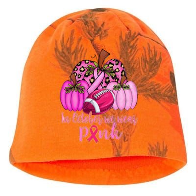 In October We Wear Pink Football Pumpkin Breast Cancer Kati - Camo Knit Beanie