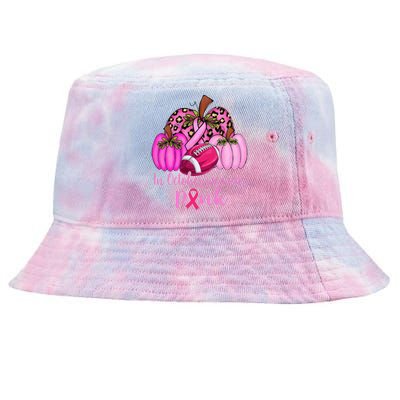 In October We Wear Pink Football Pumpkin Breast Cancer Tie-Dyed Bucket Hat