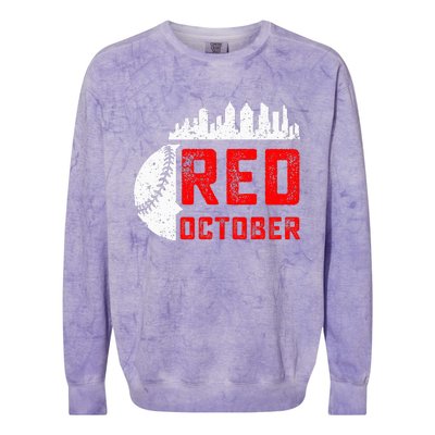 In October We Red Baseball Colorblast Crewneck Sweatshirt