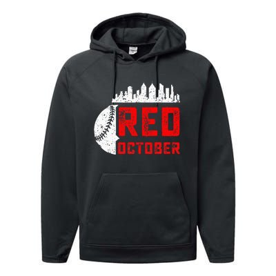 In October We Red Baseball Performance Fleece Hoodie