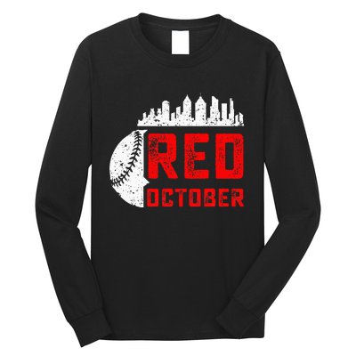 In October We Red Baseball Long Sleeve Shirt