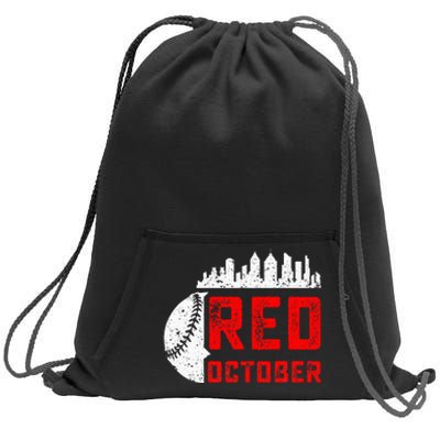 In October We Red Baseball Sweatshirt Cinch Pack Bag