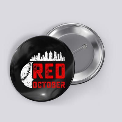 In October We Red Baseball Button