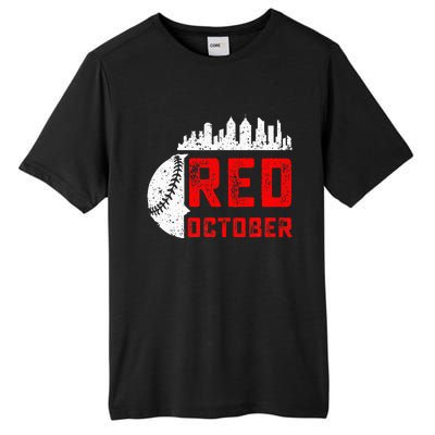 In October We Red Baseball Tall Fusion ChromaSoft Performance T-Shirt