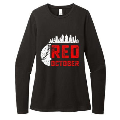 In October We Red Baseball Womens CVC Long Sleeve Shirt