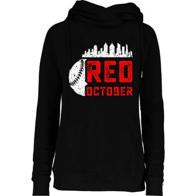 In October We Red Baseball Womens Funnel Neck Pullover Hood