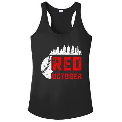 In October We Red Baseball Ladies PosiCharge Competitor Racerback Tank