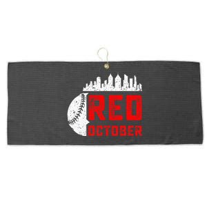 In October We Red Baseball Large Microfiber Waffle Golf Towel