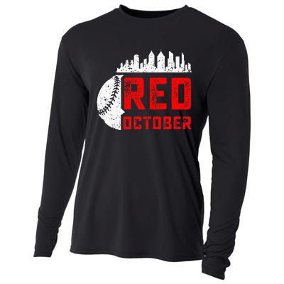 In October We Red Baseball Cooling Performance Long Sleeve Crew