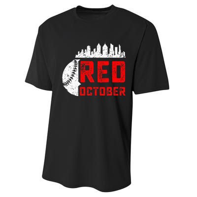 In October We Red Baseball Performance Sprint T-Shirt