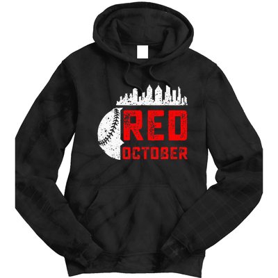 In October We Red Baseball Tie Dye Hoodie