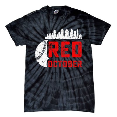 In October We Red Baseball Tie-Dye T-Shirt