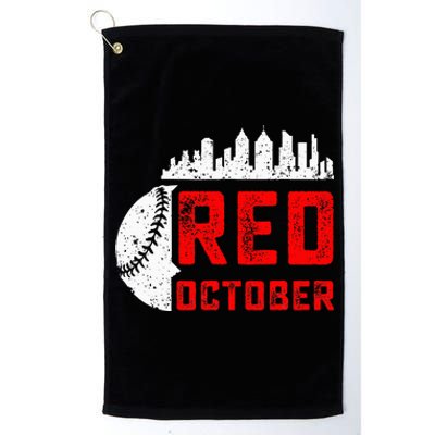 In October We Red Baseball Platinum Collection Golf Towel