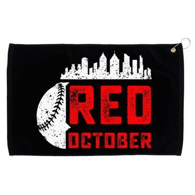 In October We Red Baseball Grommeted Golf Towel