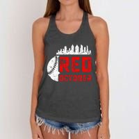 In October We Red Baseball Women's Knotted Racerback Tank