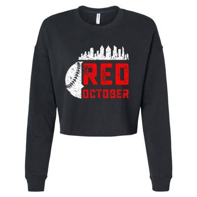 In October We Red Baseball Cropped Pullover Crew