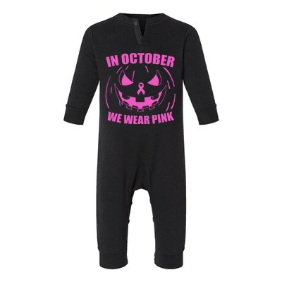 In October We Wear Pink Breast Cancer Halloween Infant Fleece One Piece