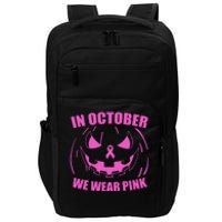 In October We Wear Pink Breast Cancer Halloween Impact Tech Backpack