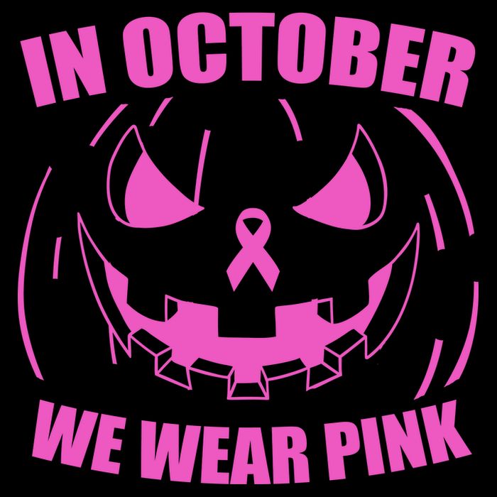 In October We Wear Pink Breast Cancer Halloween Button