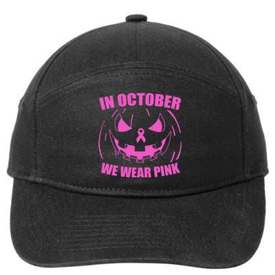 In October We Wear Pink Breast Cancer Halloween 7-Panel Snapback Hat