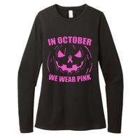 In October We Wear Pink Breast Cancer Halloween Womens CVC Long Sleeve Shirt