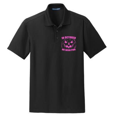 In October We Wear Pink Breast Cancer Halloween Dry Zone Grid Polo