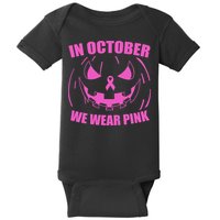 In October We Wear Pink Breast Cancer Halloween Baby Bodysuit