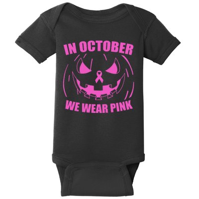 In October We Wear Pink Breast Cancer Halloween Baby Bodysuit