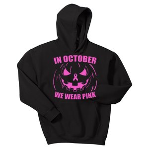 In October We Wear Pink Breast Cancer Halloween Kids Hoodie