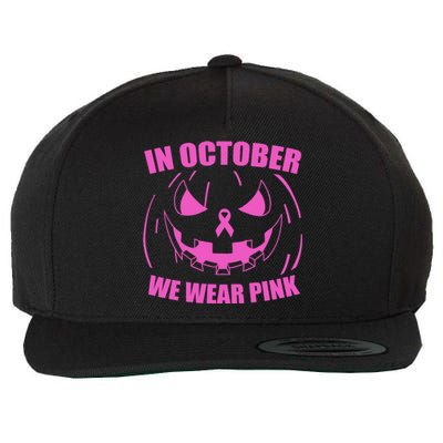 In October We Wear Pink Breast Cancer Halloween Wool Snapback Cap