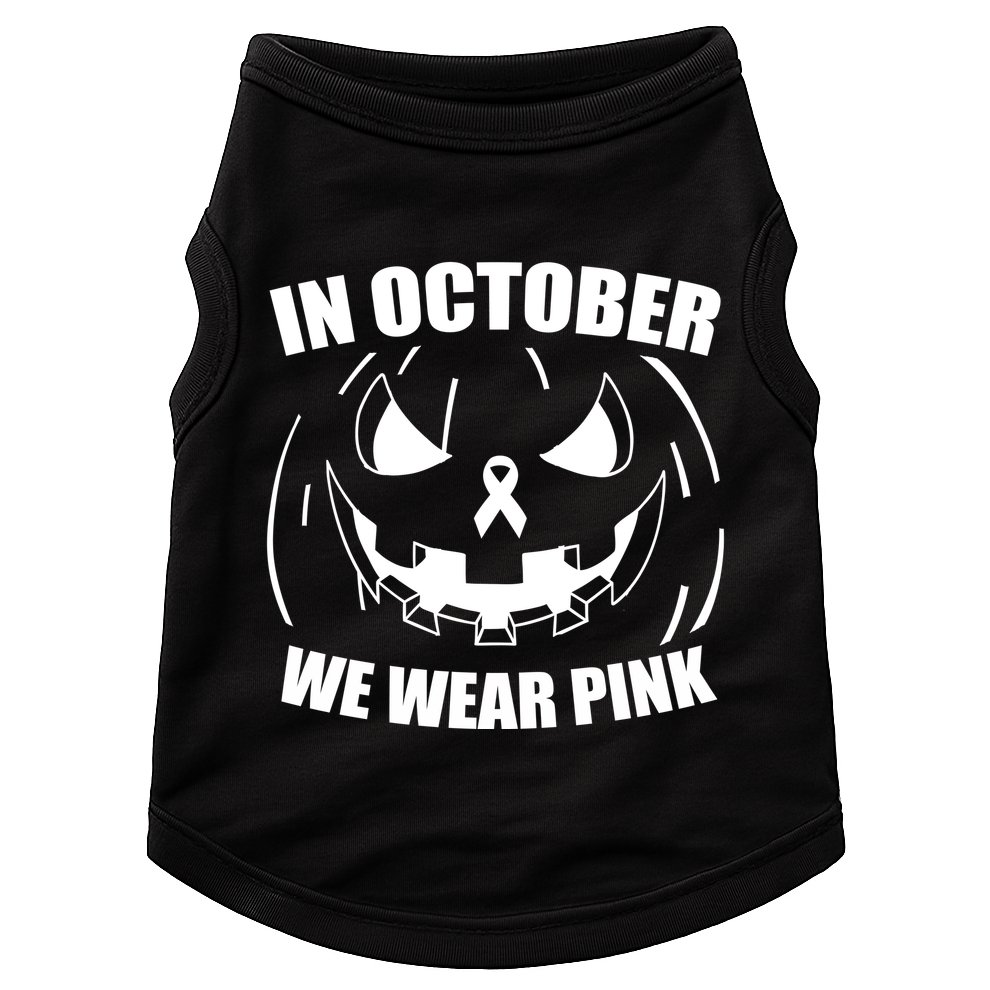 In October We Wear Pink Halloween Breast Cancer Doggie Tank